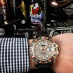 Fake Rolex Yacht master 116695 Watch Rose Gold Diamond Pave Dial Sapphire Bezel